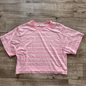 Essentials Pink and White Striped Short Sleeve Tee